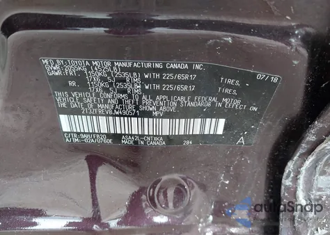 2018 Toyota Rav4 Le из США, поврежденный, VIN 2T3ZFREV8JW490571